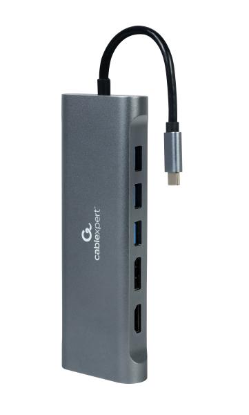 Gembird USB-C 8v1 multiport USB 3.0 + HDMI + DisplayPort + VGA + PD + čítačka kariet + LAN + audio 