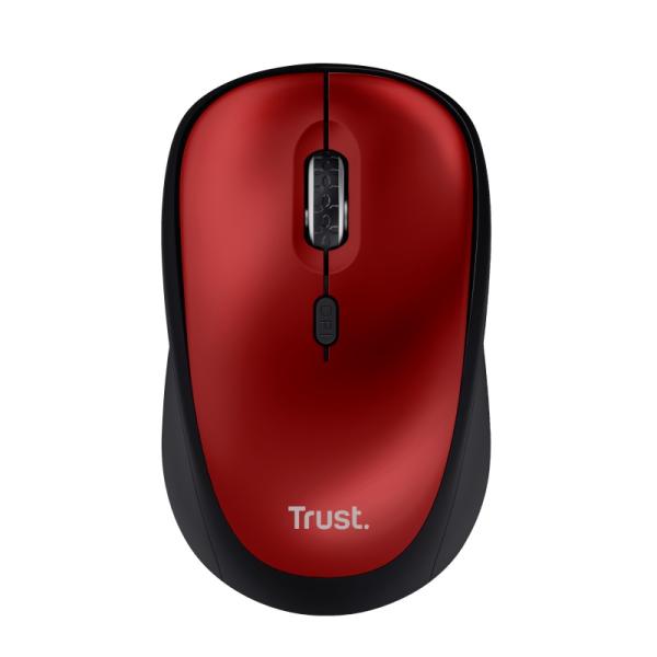 TRUST YVI+/ Kancelárska/ Optická/ Pre pravákov/ 1 600 DPI/ Bezdrôtová USB/ Červená