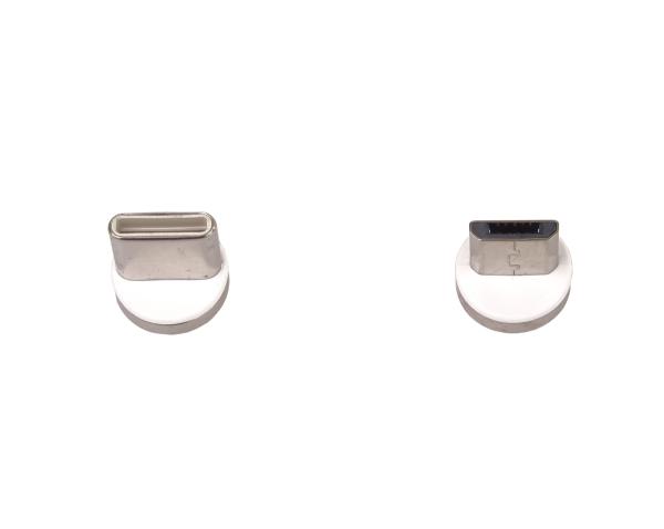 PremiumCord Magnetický micro USB a USB-C nabíjací a dátový kábel 1m, strieborný 