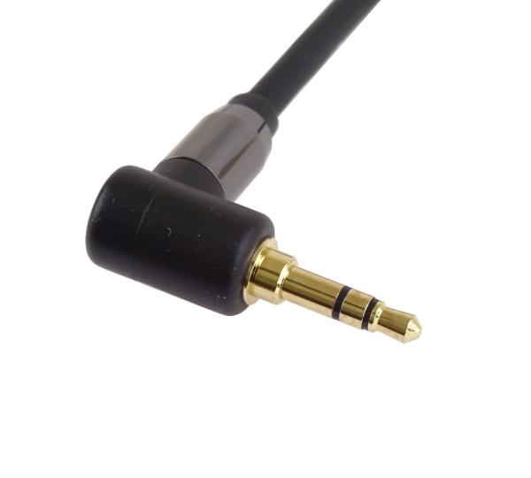 PremiumCord HQ stíněný kabel stereo Jack 3.5mm - Jack 3.5mm zahnutý 90° 1, 5m 