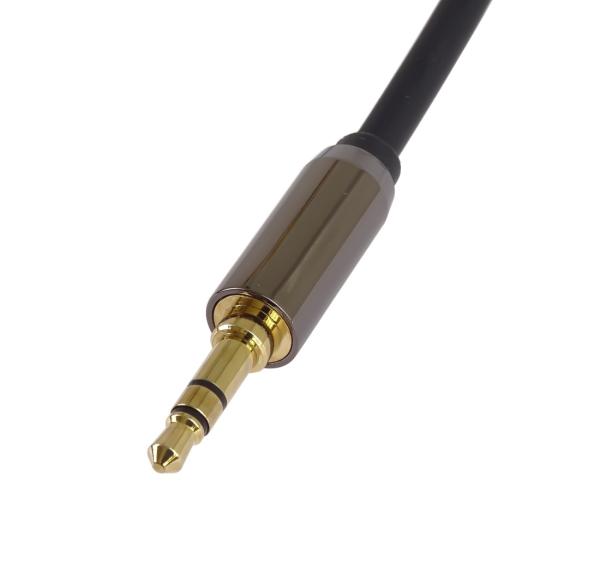 PremiumCord HQ stíněný kabel stereo Jack 3.5mm - Jack 3.5mm zahnutý 90° 1, 5m 