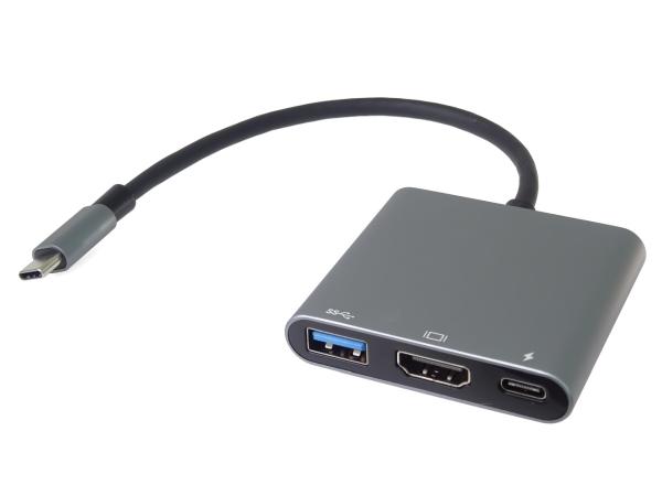 PremiumCord Adaptér USB-C na HDMI + USB3.0 + PD, rozlišení 4K a FULL HD 1080p 