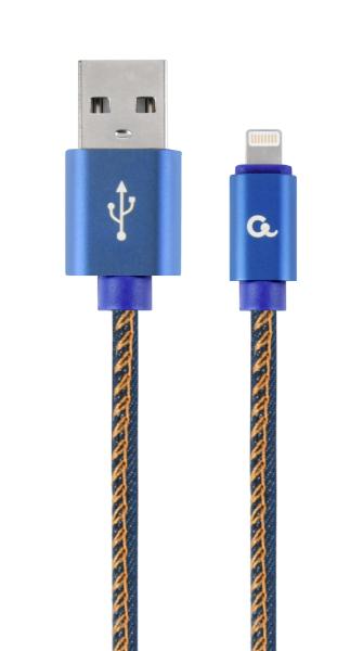 Gembird oplétaný denim USB-A/ Lightning kabel 2m
