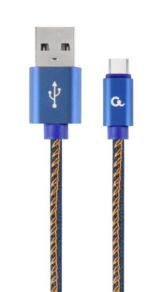 Gembird oplietaný denim USB-A/ USB-C kábel 2m