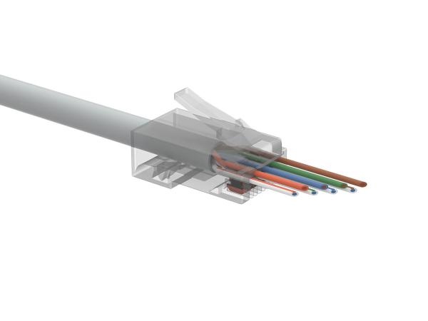 Univerzálny EASY konektor RJ45 CAT6 UTP 8p8c na drôt aj licnu SXRJ45-6-UTP-EASY 100ks