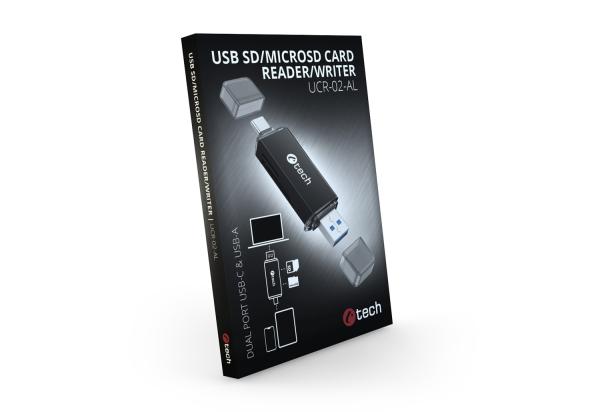 Čítačka kariet C-tech UCR-02-AL, USB 3.0 TYPE A/ TYPE C, SD/ micro SD 