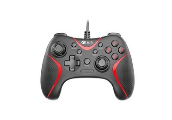 Gamepad C-TECH Theon pro PC/ PS3, 2 programovatelná makro tlačítka, 2x analog, X-input, vibrační, 1, 8