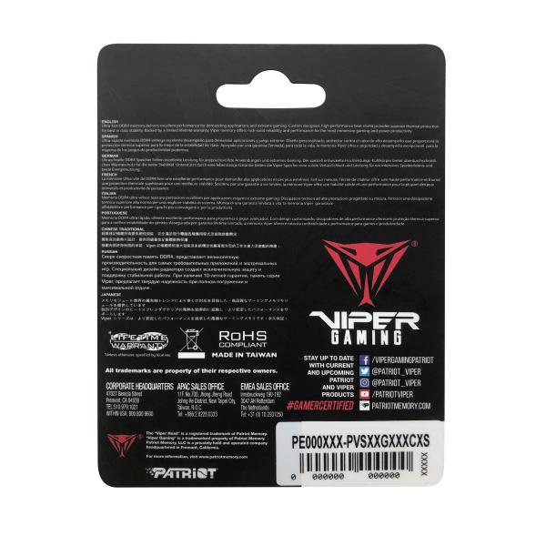 Patriot Viper Steel/ SO-DIMM DDR4/ 16GB/ 3200MHz/ CL18/ 1x16GB 