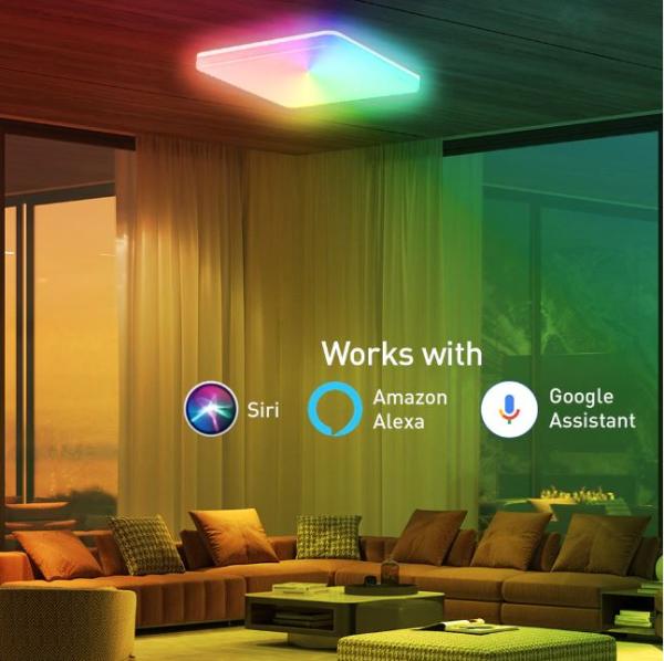 Tellur WiFi Smart LED štvorcové stropné svetlo, 24W, 3000-6500K + RGB, biele 