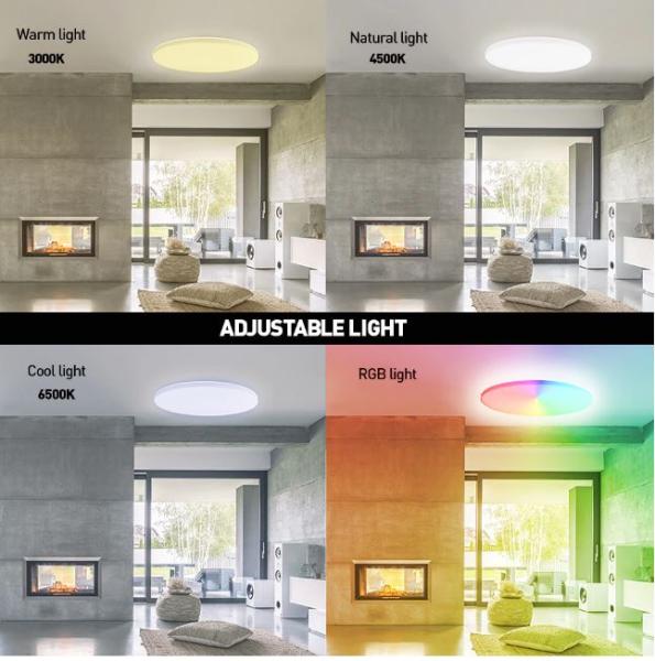 Tellur WiFi Smart LED okrúhle stropné svetlo, 24W, 3000-6500K + RGB, biele 