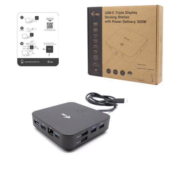 i-tec USB-C HDMI + Dual DP Docking Station, Power Delivery 100W 