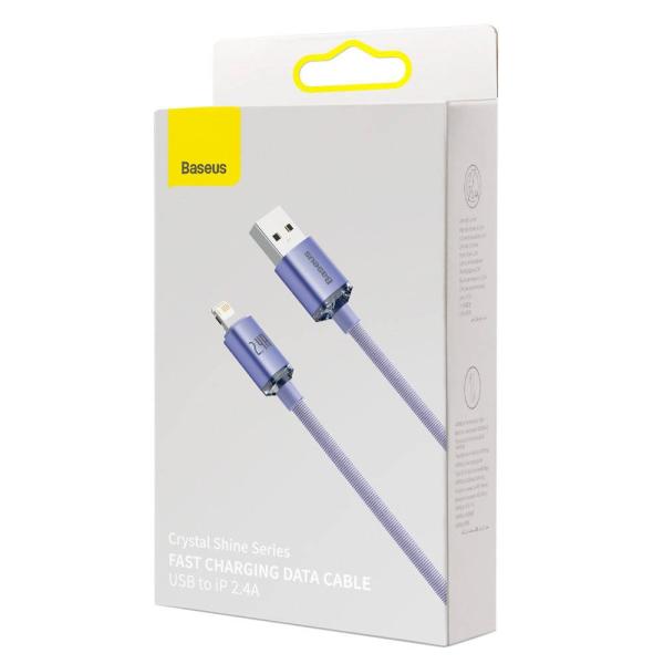 Baseus CAJY000005 Crystal Shine Series Dátový Kábel USB - Lightning 20W 1, 2m Purple 