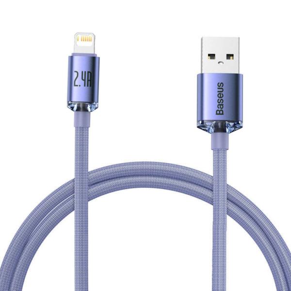 Baseus CAJY000005 Crystal Shine Series Dátový Kábel USB - Lightning 20W 1, 2m Purple