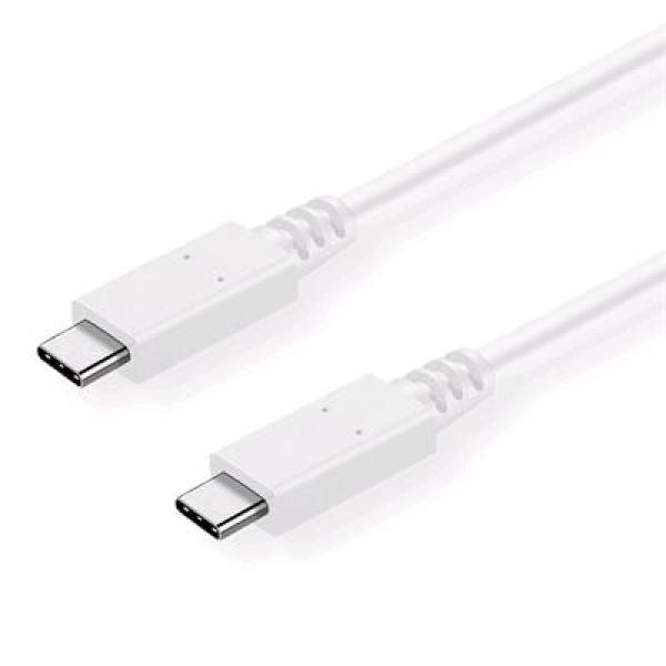 Kábel C-TECH USB 3.2, Type-C (CM/ CM), PD 100W, 20Gbps, 2m, biely