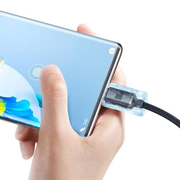 Baseus CAJY000401 Crystal Shine Series Dátový Kábel USB - USB-C 100W 1, 2m Black 