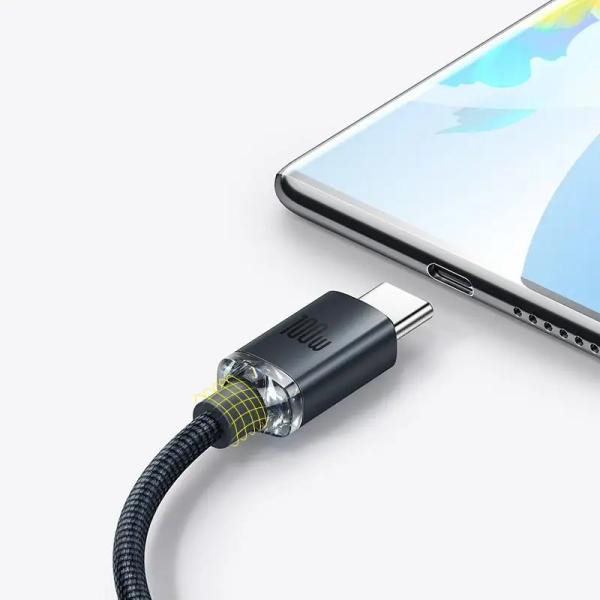 Baseus CAJY000401 Crystal Shine Series Dátový Kábel USB - USB-C 100W 1, 2m Black 