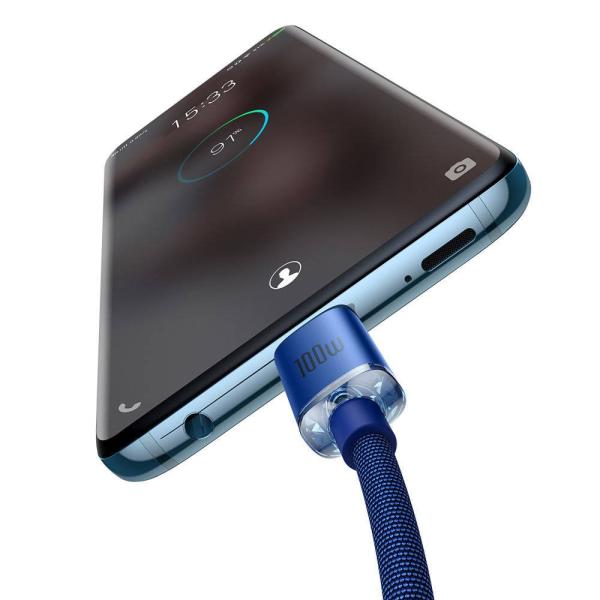 Baseus CAJY000703 Crystal Shine Series Datový Kabel USB-C - USB-C 100W 2m Blue 