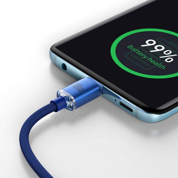 Baseus CAJY000703 Crystal Shine Series Dátový Kábel USB-C - USB-C 100W 2m Blue 