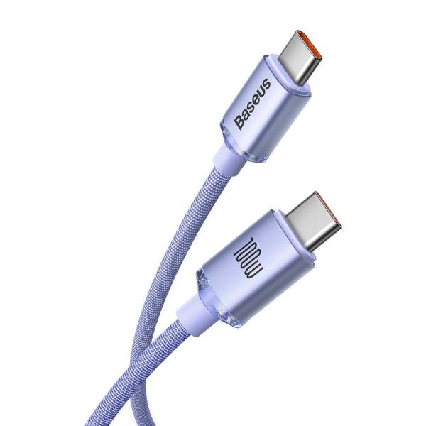 Baseus CAJY000605 Crystal Shine Series Dátový Kábel USB-C - USB-C 100W 1, 2m Purple 