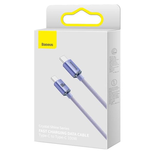 Baseus CAJY000605 Crystal Shine Series Datový Kabel USB-C - USB-C 100W 1, 2m Purple 