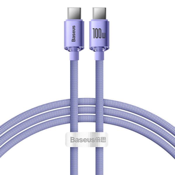 Baseus CAJY000605 Crystal Shine Series Datový Kabel USB-C - USB-C 100W 1, 2m Purple