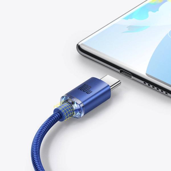 Baseus CAJY000503 Crystal Shine Series Dátový Kábel USB - USB-C 100W 2m Blue 