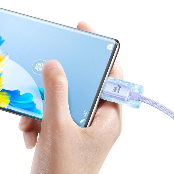 Baseus CAJY000405 Crystal Shine Series Dátový Kábel USB - USB-C 100W 1, 2m Purple 