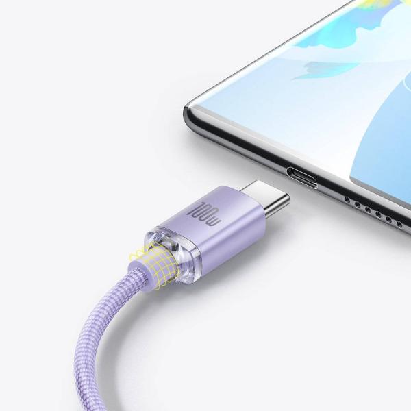 Baseus CAJY000405 Crystal Shine Series Dátový Kábel USB - USB-C 100W 1, 2m Purple 