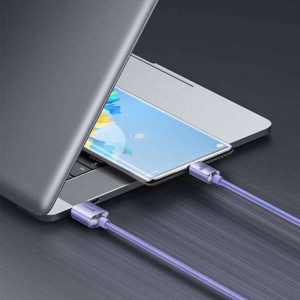 Baseus CAJY000405 Crystal Shine Series Dátový Kábel USB - USB-C 100W 1, 2m Purple 