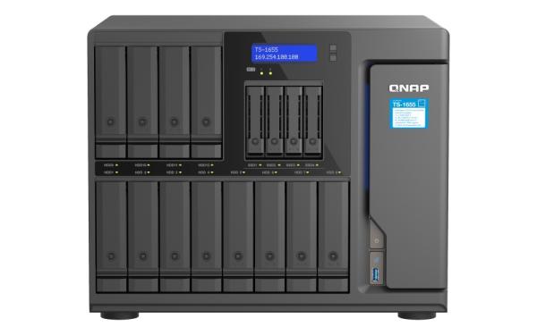 QNAP TS-1655-8G (8core 2, 8 GHz, 8 GB RAM, 12 x 3, 5 "+4 x 2, 5" SATA, 2 x M.2 NVM slot, 2 x 2, 5 GbE, 3 x PCIe)