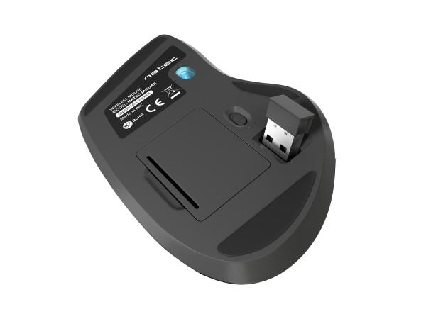 Natec optická myš JAGUAR/ 2400 DPI/ Ergonomická/ Blue Track/ Pro praváky/ Bezdrátová USB/ Černá 