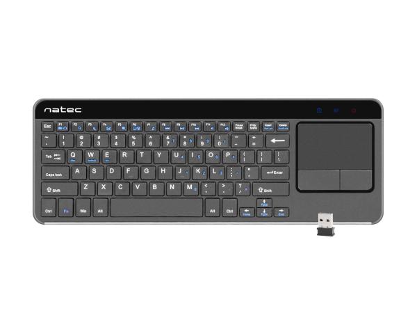 Bezdrátová klávesnice s touch padem pro Smart TV Natec Turbot, hliníkové tělo