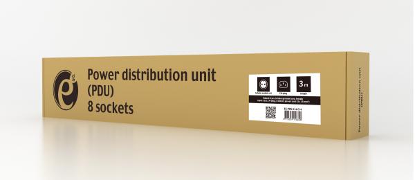 Gembird PDU 8 schucko, C14, 1U, 10 A, 3m 
