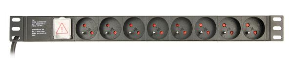 Gembird PDU 8 zásuviek, 1U, 16 A, 3m 