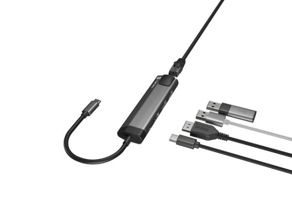 Natec multiport adaptér FOWLER GO HUB 5v1, 2X USB 3.0 HUB, HDMI 4K, USB-C PD, RJ45 