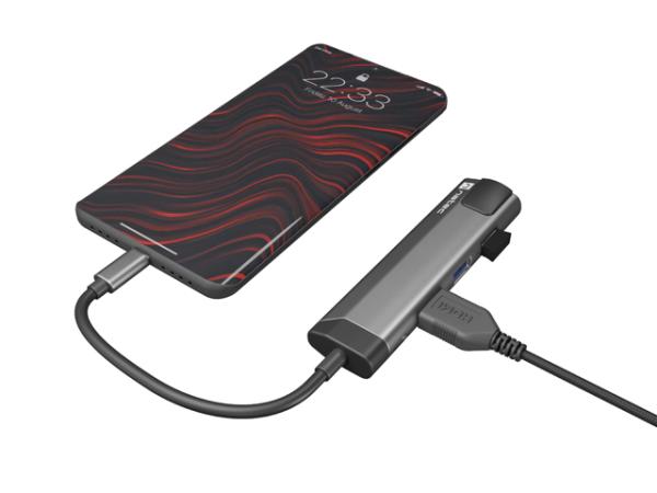 Natec multiport adaptér FOWLER GO HUB 5v1, 2X USB 3.0 HUB, HDMI 4K, USB-C PD, RJ45 