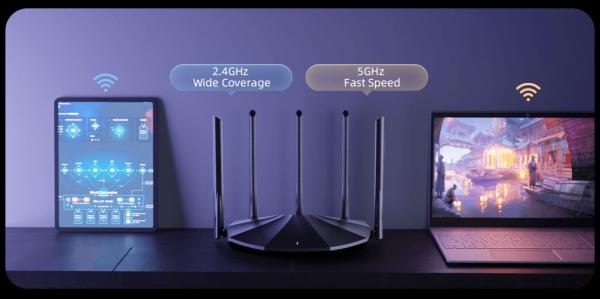 Tenda TX2 Pro AX1500 WiFi6 Router, 1x GWAN, 3x GLAN, IPv6, 5x 6dBi anténa, WPA3, CZ App 