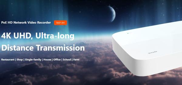 Tenda N6P-8H - PoE kamerový 4K NVR rekordér, 8 kanálov, H.265+, OnViF, zvuk, web. rozhranie, CZ app 