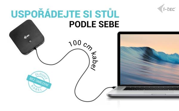 i-tec USB-C HDMI + Dual DP Docking Station, Power Delivery 100W 