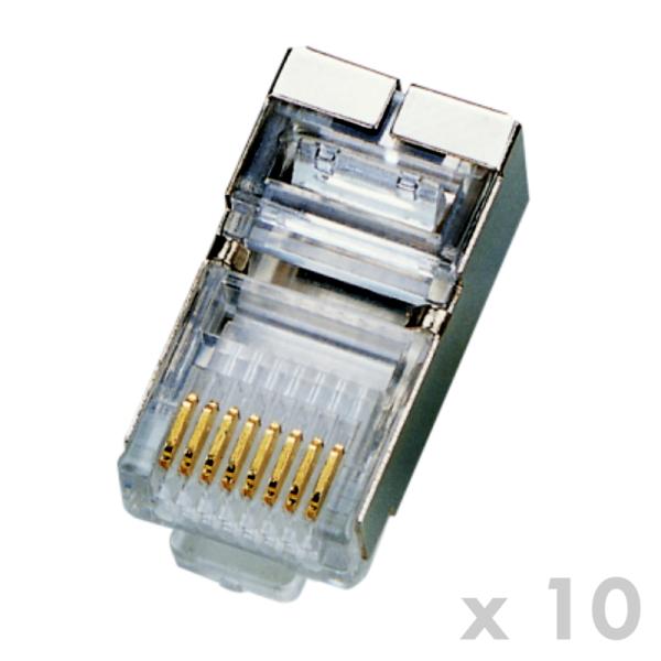 Konektor RJ45 STP Cat5e 8p8c 10 ks, pre drôt