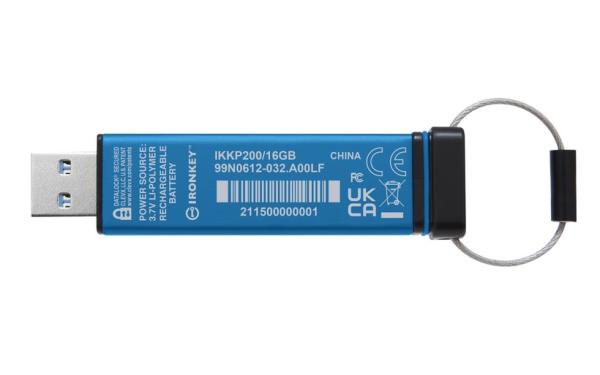Kingston IronKey Keypad 200/ 16GB/ USB 3.2/ USB-A/ Modrá 