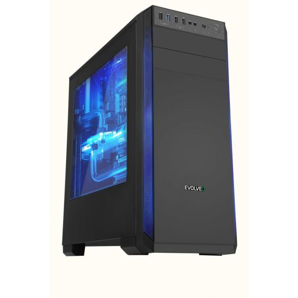 EVOLVEO T3/ Midi Tower/ Transpar./ Čierna 