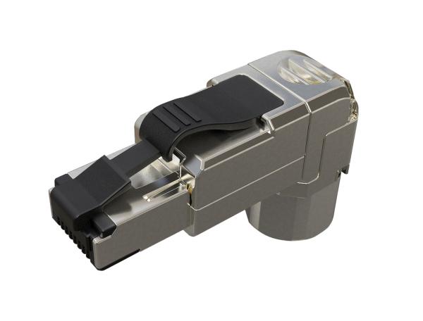 Konektor MPTL 90° RJ45 CAT5E STP samorezný SXRJ45-5E-STP-BK-SA-U 