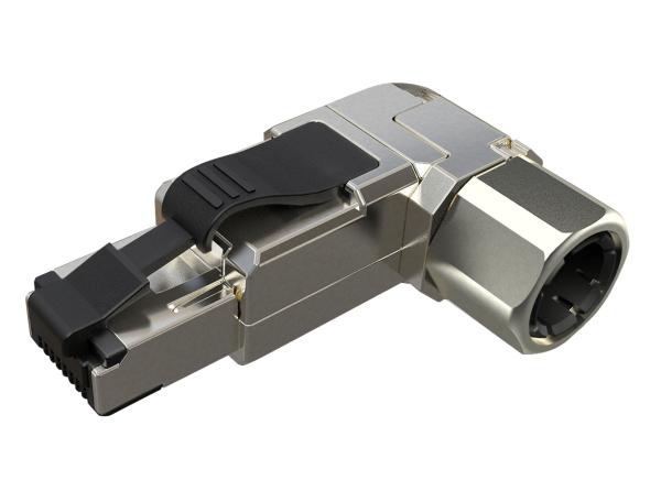 Konektor MPTL 90° RJ45 CAT5E STP samorezný SXRJ45-5E-STP-BK-SA-U