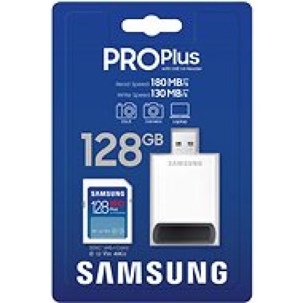 Samsung/ SDXC/ 128GB/ 180MBps/ USB 3.0/ USB-A/ Class 10/ + Adaptér/ Modrá 