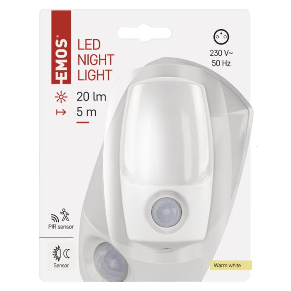 EMOS LED Noční světlo P3318, PIR + noční senzor 