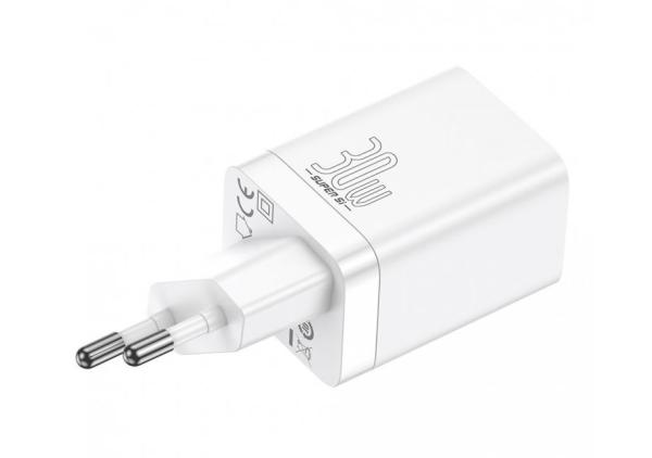Baseus CCSUPP-E02 Super Si Quick Nabíjačka USB + USB-C 30W White 