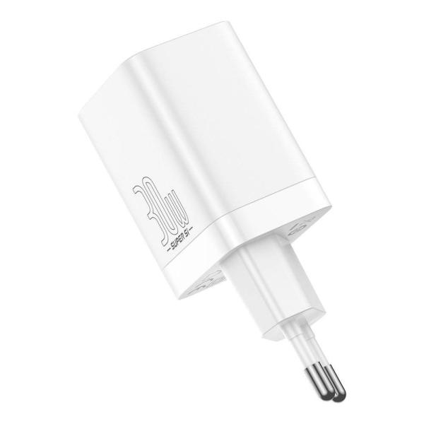 Baseus CCSUPP-E02 Super Si Quick Nabíjačka USB + USB-C 30W White 