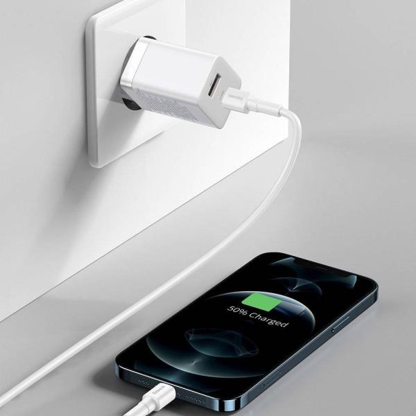 Baseus CCSUPP-E02 Super Si Quick Nabíjačka USB + USB-C 30W White 