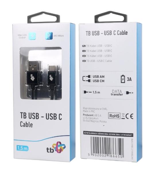 TB Touch USB - USB C kabel, 1, 5m, černý 